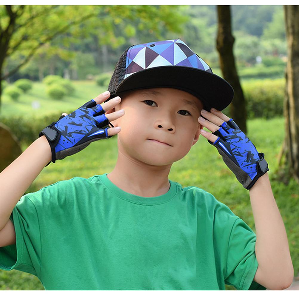 屋外スポーツ用、指先が開いたグローブ、衝撃吸収、ブルーのトー - Fishing Gloves のレビューと価格