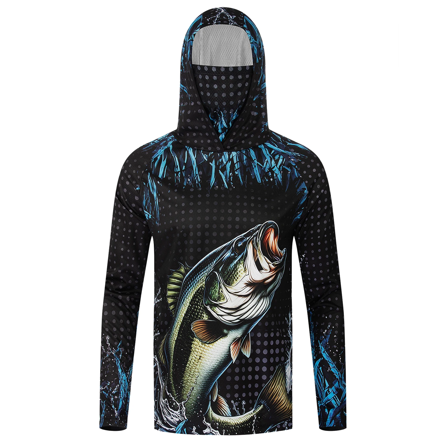 メンズ UPF50+ 釣り用フード付きシャツ。顔を覆うマスク - Fishing Mask Sun Protection のレビューと価格